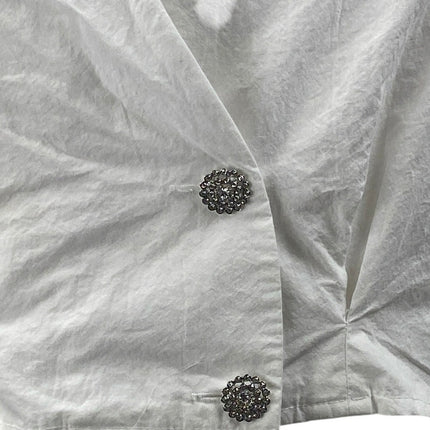 NEW Zara White Short Sleeve V Neck button Front Shirt Blouse Crop top Size S