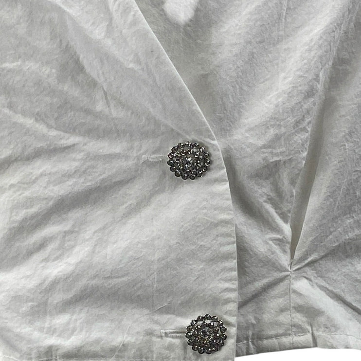 NEW Zara White Short Sleeve V Neck button Front Shirt Blouse Crop top Size S