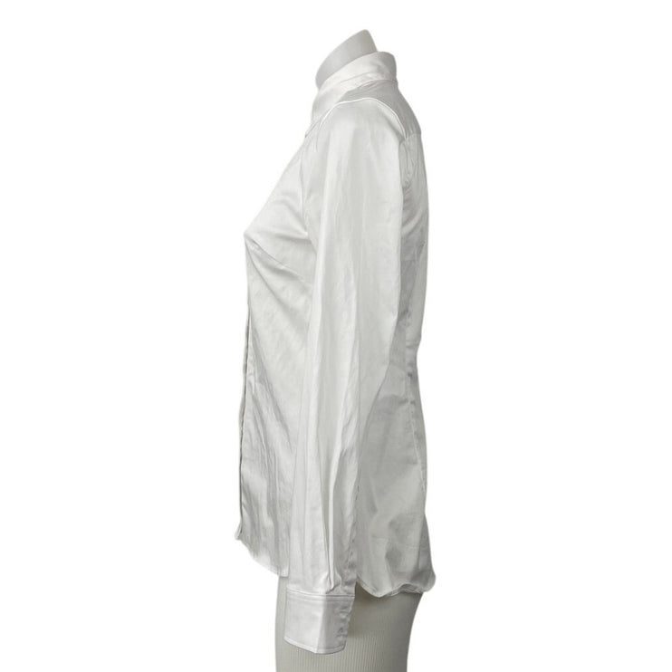 Banana Republic Riley White Collared Long Sleeve Button Up Tailored Shirt Top 0