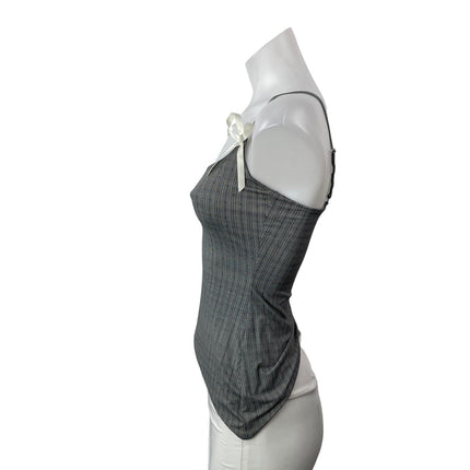 Lioness Dollhouse Gray Black Sleeveless Onyx Gingham Check Asymmetric Cami Top S