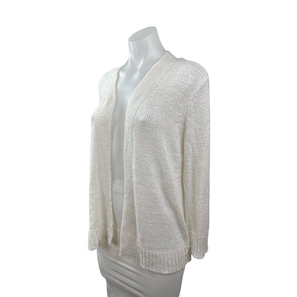 Cable & Gauge Women's White Knit Long Sleeve Open Cardigan Sweater Top Size M