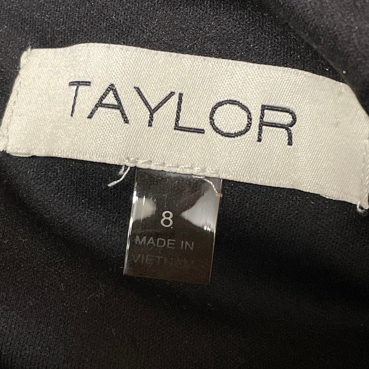 Taylor Black Brown Burn Out Velvet Sleeveless Tank Sheath Midi Dress Size 8