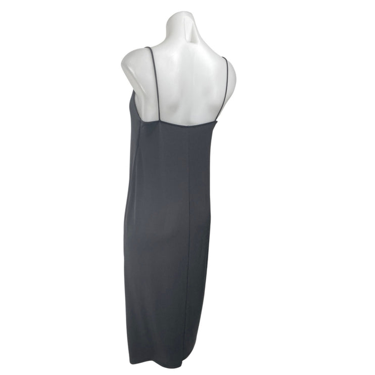 Zara Black Sleeveless Square Neck Cami Camisole Tank Midi Slip Dress Size S