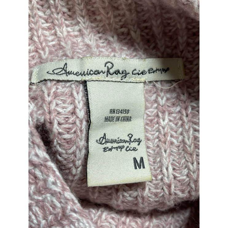 American Rag Cie Women's Pink Colorblock Ribbed Knit Cowl Neck Sweater Top Sz M