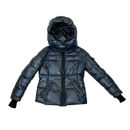 S13 New York Kids Black Quilted Hooded Full Zip Winter Puffer Coat Jacket Size 6