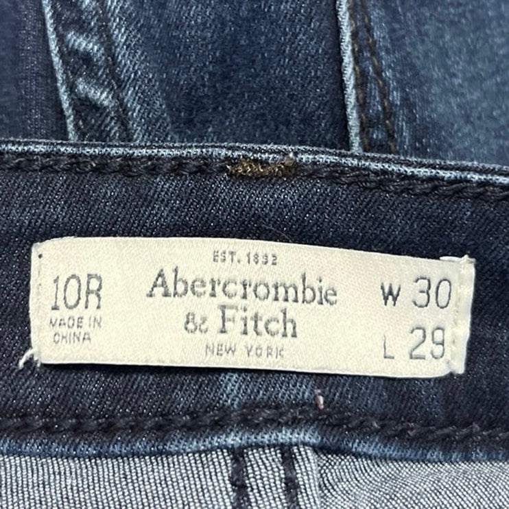 Abercrombie & Fitch Blue Skinny Mid Rise Dark Wash Stretch Ankle Denim Jeans 30