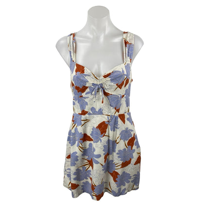 L Space Multicolor Floral Tie Sleeveless Sweetheart Smocked A Line Mini Dress M