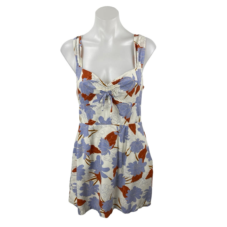 L Space Multicolor Floral Tie Sleeveless Sweetheart Smocked A Line Mini Dress M