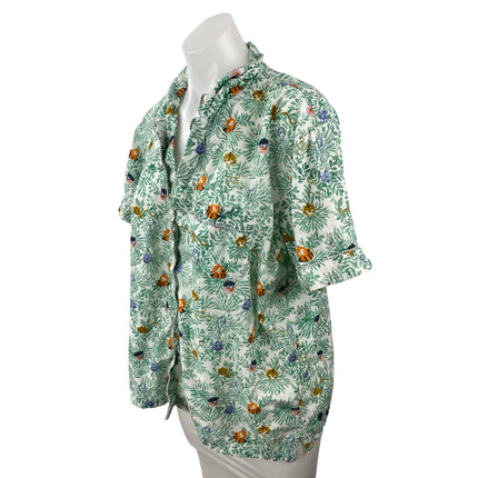 Roller Rabbit Women's Green Palm Tree Button Down Sleepwear Shirt Pajama Top XL