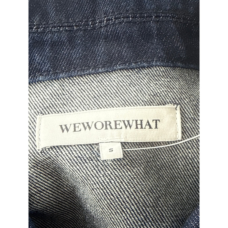WeWoreWhat Women's Blue Long Sleeve Crop Button Up Denim Jean Jacket Size S