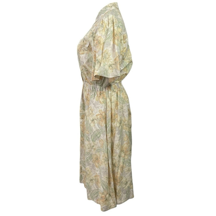 Witchery Orchid Womens Collared Puff Sleeve Button Up Midi A-Line Shirt Dress 16