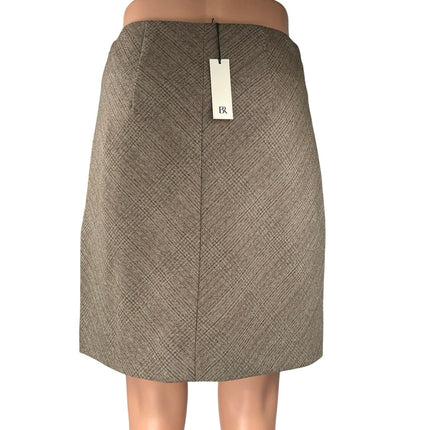 NEW Banana Republic Brown 100% Wool Herringbone High Waist Pencil Mini Skirt 4