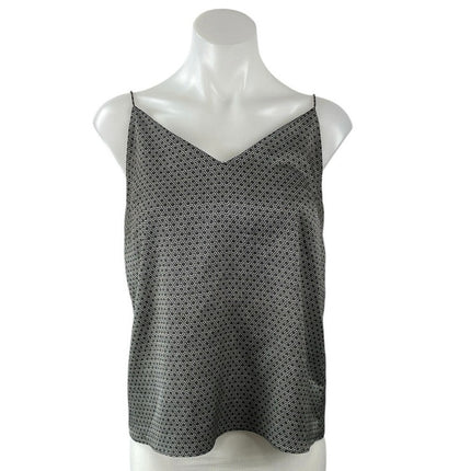 H&M Black White Floral Geometric Sleeveless V Neck Cami Camisole Tank Top Size 8