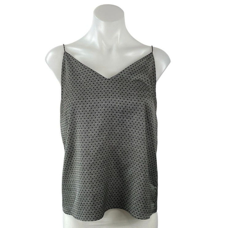 H&M Black White Floral Geometric Sleeveless V Neck Cami Camisole Tank Top Size 8