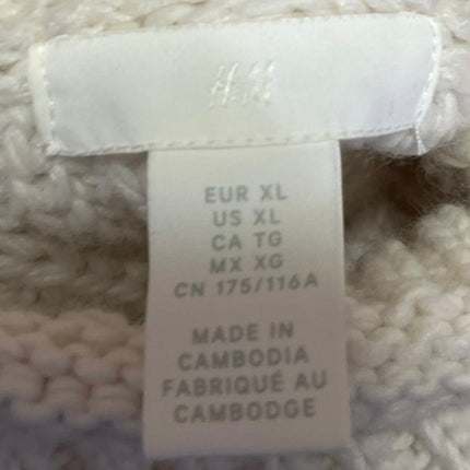 H&M White Ribbed Knit Turtleneck Long Sleeve Oversized Pullover Sweater Top XL