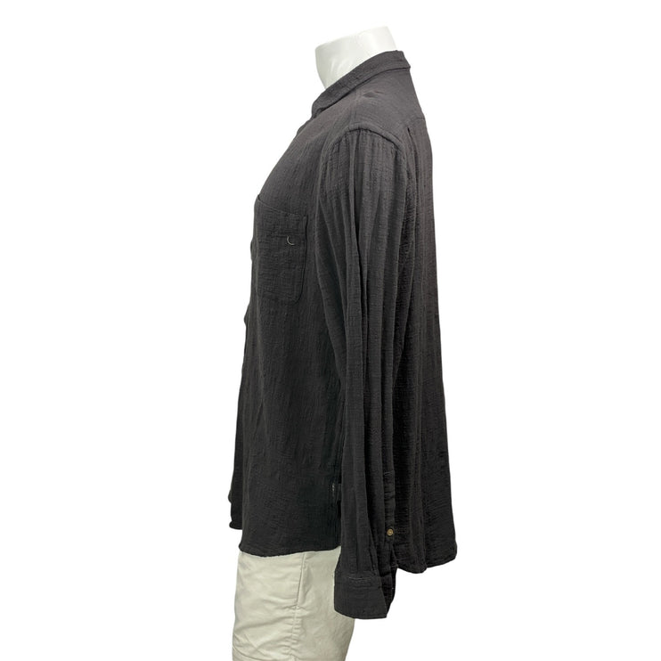 Insight Men's Dark Gray Long Sleeve Button Down 100% Cotton Shirt Top Size XL