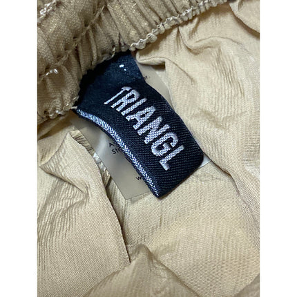 Triangl Women's Gold Tan Elastic High Waist Wide Leg Mini Windbreaker Shorts M