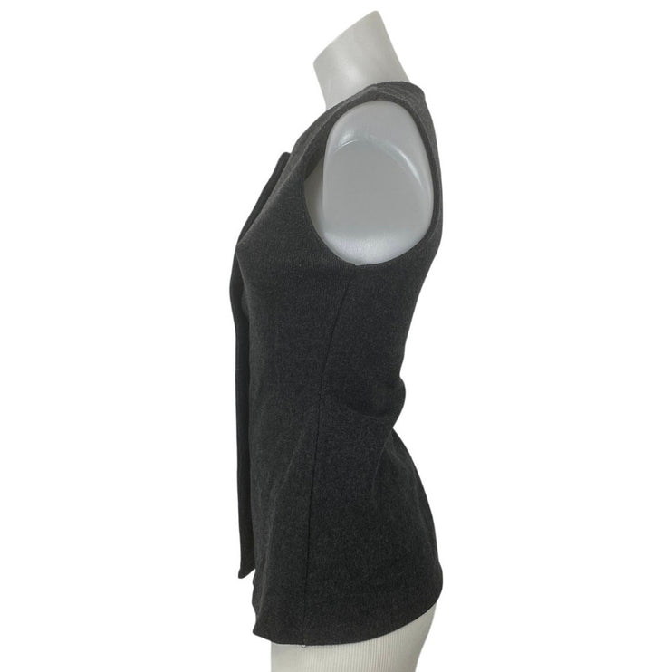 Zara Black Crew Neck Sleeveless Button Up Waistcoat Sweater Vest Tank Top Size S