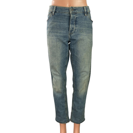ASOS Men's Blue High Rise Faded Cropped Straight Leg Denim Jeans Pants Size 32