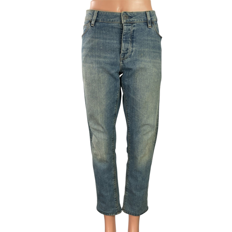 ASOS Men's Blue High Rise Faded Cropped Straight Leg Denim Jeans Pants Size 32