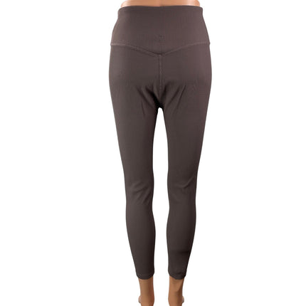 Beyond Yoga Women's Brown High Waisted Ribbed Knit Athletic Legging Pants Sz L/G