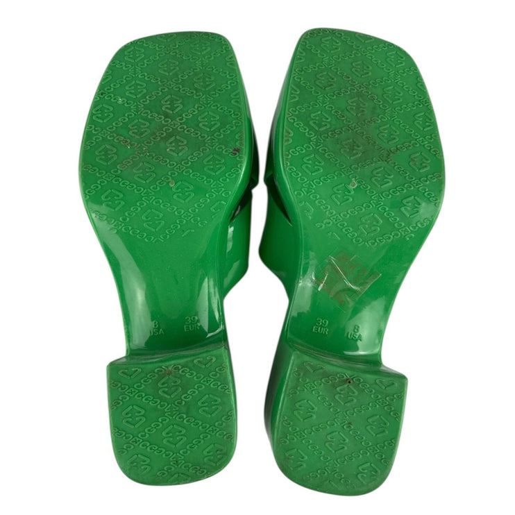 Jeffrey Campbell Bubblegum Women's Green Block Heel Slip On Platform Sandals 8