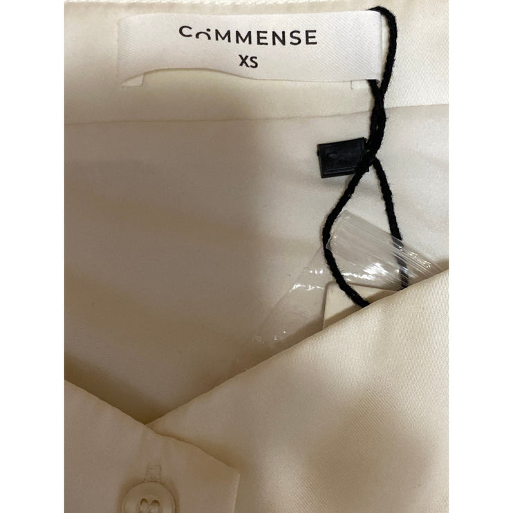NEW Commense Ivory Silky Satin Sleeveless Button Up Crop Corset Cami Tank Top XS