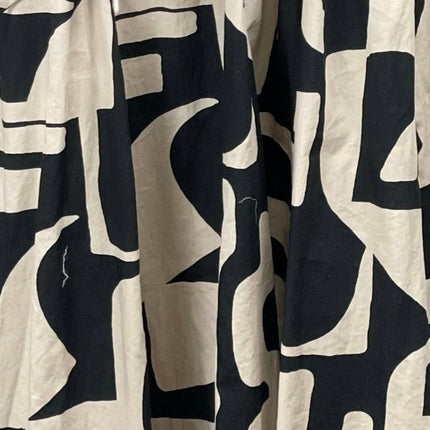 NEW Preview Black Beige Geometric Half Sleeve Tie Belt A Line Midi Dress Size 18