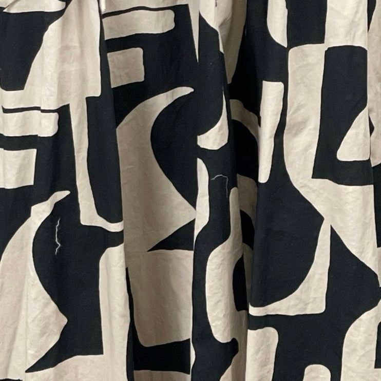 NEW Preview Black Beige Geometric Half Sleeve Tie Belt A Line Midi Dress Size 18