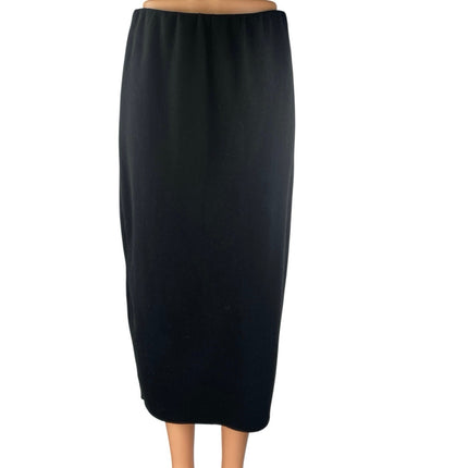 Zara Women's Black Knit High Waisted Pull On Slit Straight Midi Skirt Size M