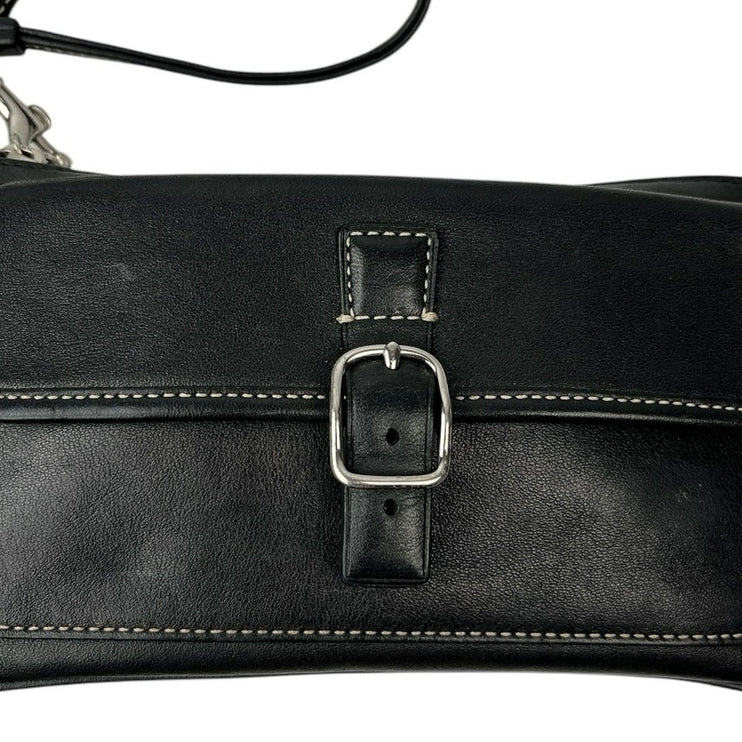 Coach Black Leather Buckle Wrsitlet Clutch Wallet Purse