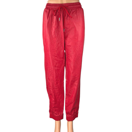 Stella Luce Womens Red Faux Leather Vegan Drawstring Jogger Sweat Pants Size XL