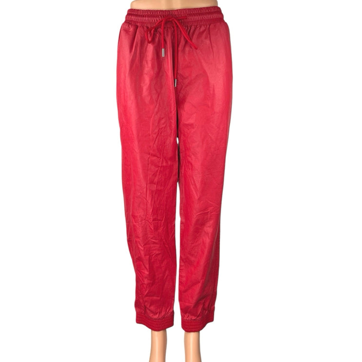Stella Luce Womens Red Faux Leather Vegan Drawstring Jogger Sweat Pants Size XL