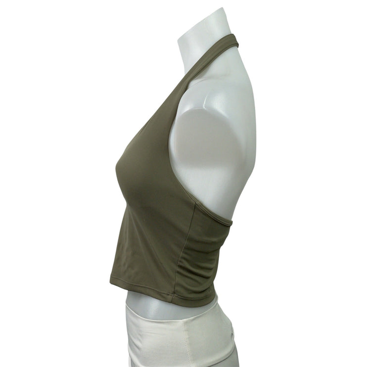 Gymshark Green Halterneck Cami Open Back Workout Yoga Sports Bra Crop Tank Top S