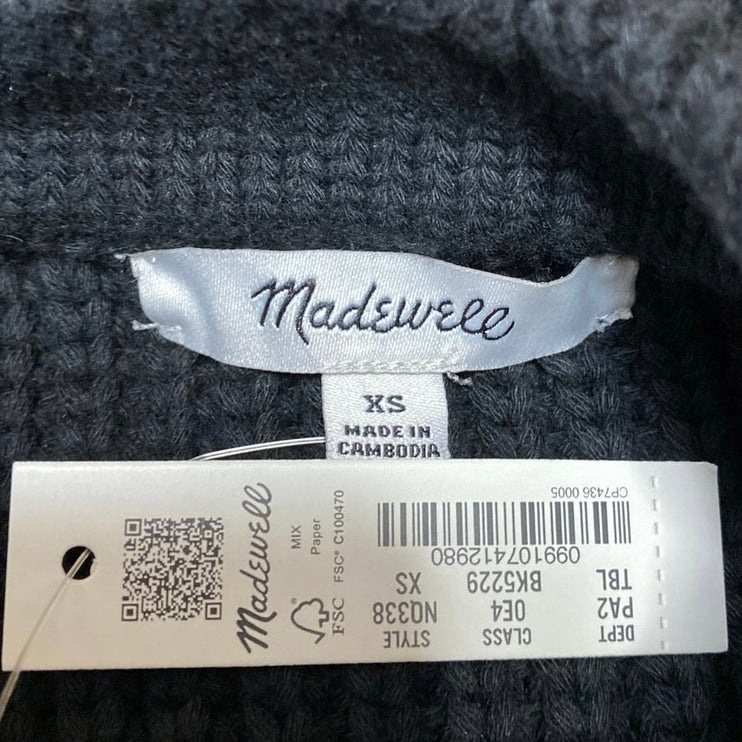 NEW Madewell Women's Black Sleeveless Button Up V Neck Sweater Vest Top Size XS