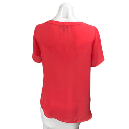 Banana Republic Women's Red Pink Short Sleeve Crew Neck Casual Blouse Top Sz XS