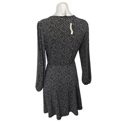 NEW Banana Republic Black White Polka Dots Long Sleeve A Line Mini Dress Size S