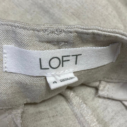 LOFT Women's White Linen Pleated High Waist Palazzo Wide Leg Trousers Pants Sz 4