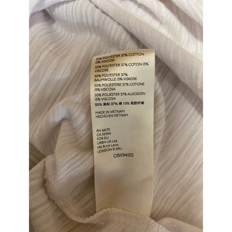 Free People We The Free White Ruched Long Sleeve Crew Neck Blouse Top Size M