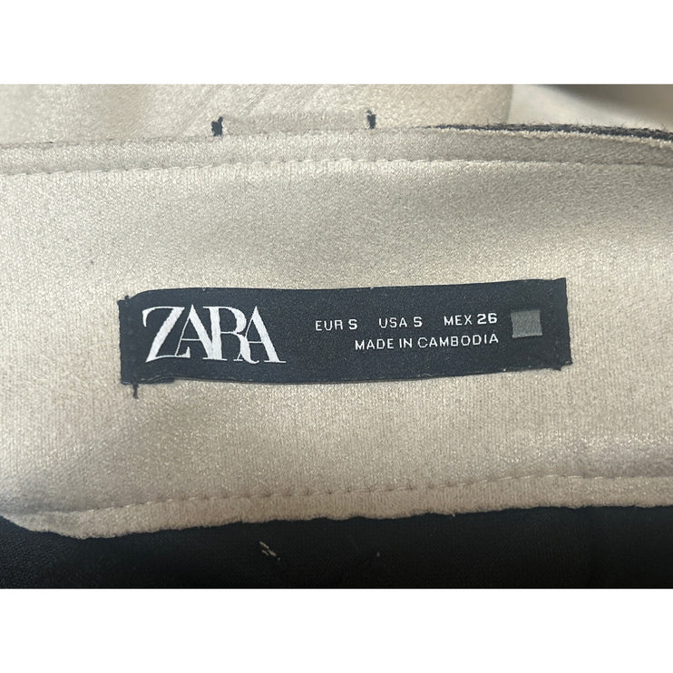 Zara Beige Cream Faux Suede Pleated Zipper Mini Straight A-Line Skirt Size S