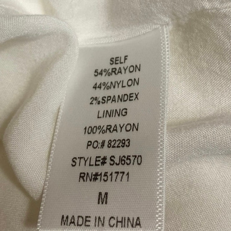 Le Lis White Button Front Notch Collar Pockets Long Sleeve Blazer Coat Jacket M