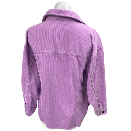 Zara Women's Purple Corduroy Long Sleeve Button Up Shirt Jacket Shacket Size XS