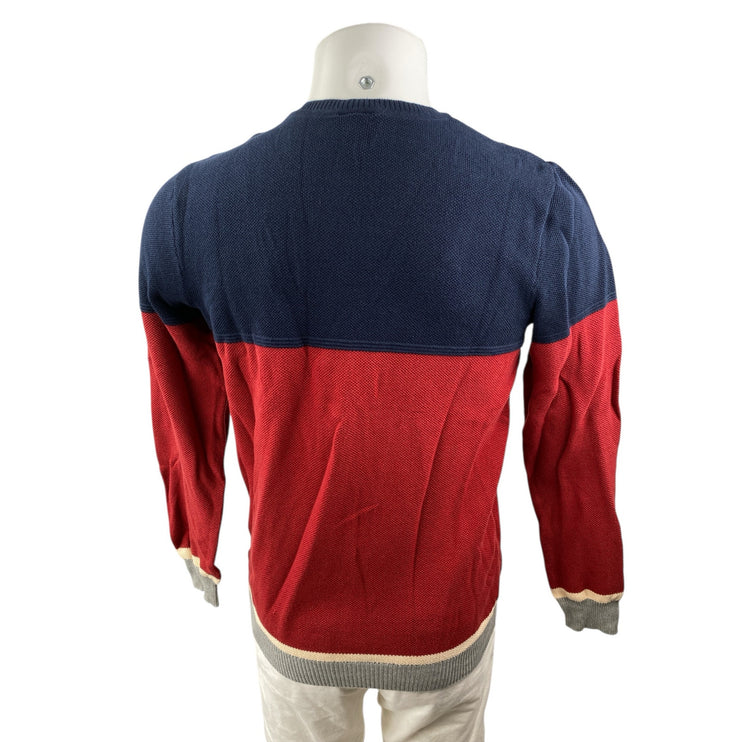 US Polo Assn Men's Blue Red Colorblock Crew Neck Long Sleeve Sweatshirt Top M