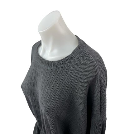 Zara Women's Black Ribbed Crew Neck Long Sleeve Sweater Peplum Blouse Top Size M