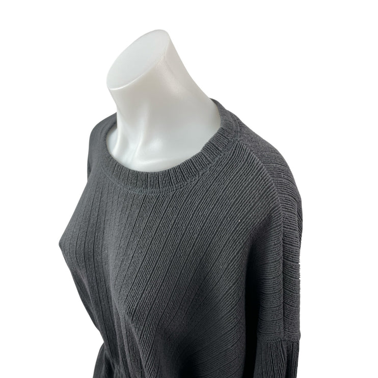 Zara Women's Black Ribbed Crew Neck Long Sleeve Sweater Peplum Blouse Top Size M