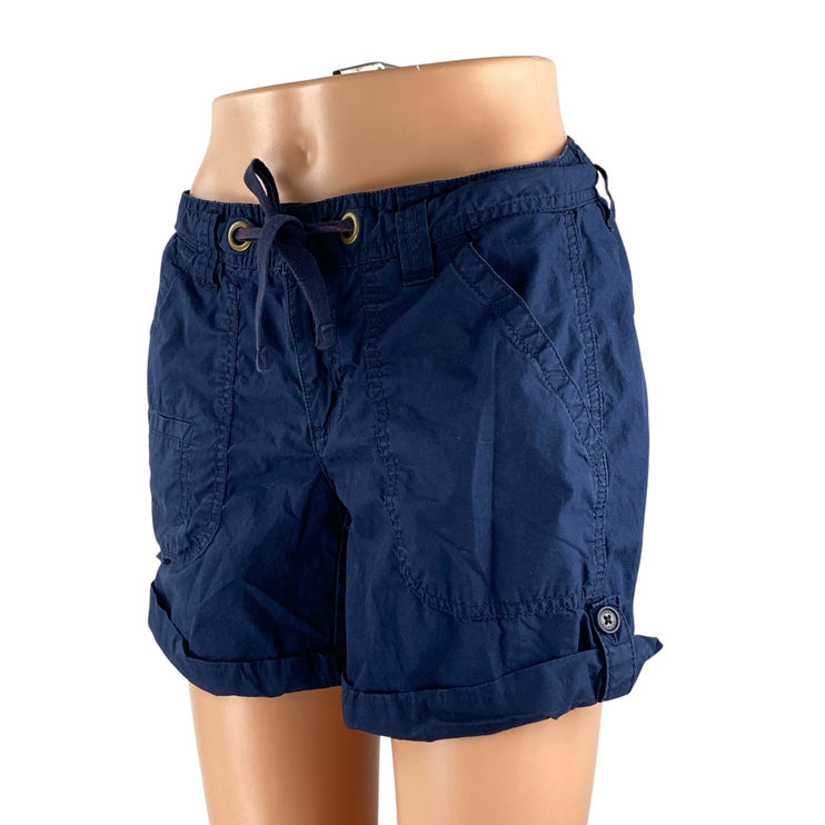 Tommy Hilfiger Women's Navy Blue Tie Cuffed Mid Rise Casual Mini Shorts Size 4
