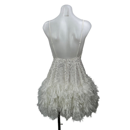 ASOS Edition Women's White Sleeveless Sequin Faux Feather Camisole Mini Dress 0