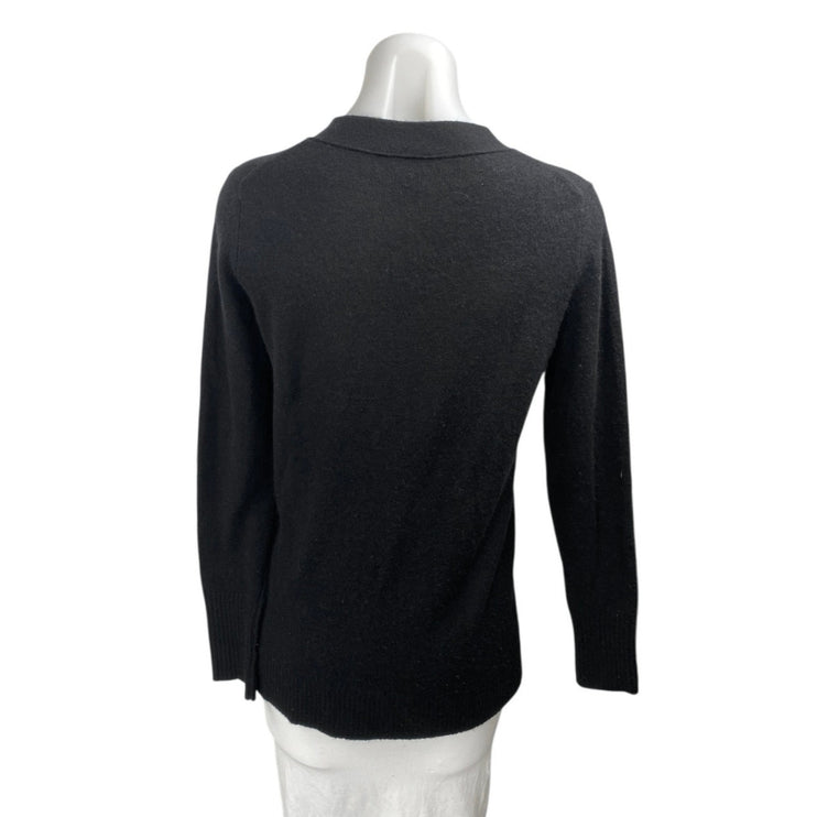 C by Bloomingdale's 100% Cashmere Black Knit Long Sleeve Cardigan Sweater Top S