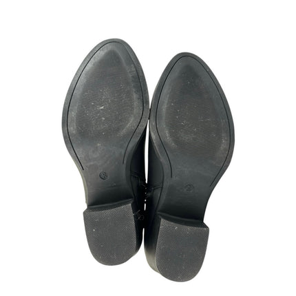 Global Win Black Faux Leather Stitch Embroidered Mid Calf Western Cowboy Boots 8