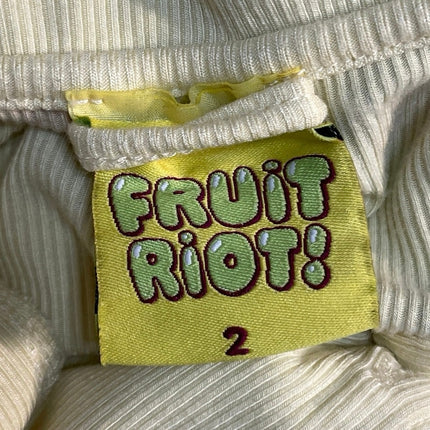 Fruit Riot Women's Yellow Long Sleeve Button Up Sleepwear Pajamas Set Size 2